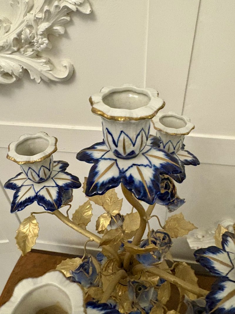 Outstanding Quality Large Antique Victorian French Porcelain and Gilded Metal Clock Set - Image 18